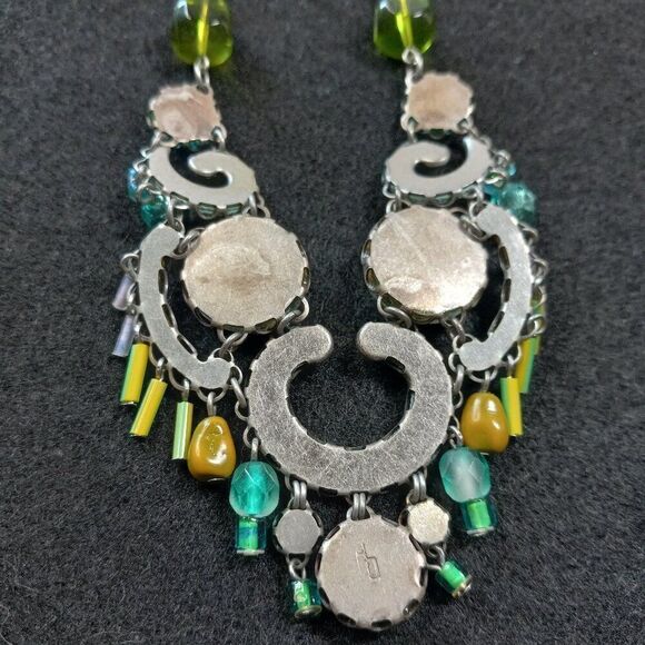 Ayala Bar Signed Handcrafted Double 4 leaf clover Statement  Necklace - Picture 2 of 8